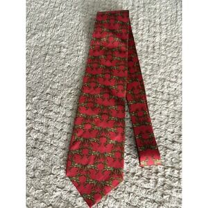 Vtg Huntington Art Deco Regal Horse Equestrian Red Silk Tie USA 90s 3.7x60
